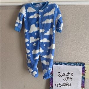 Cozy Cloud Print Kids Footie Pajamas